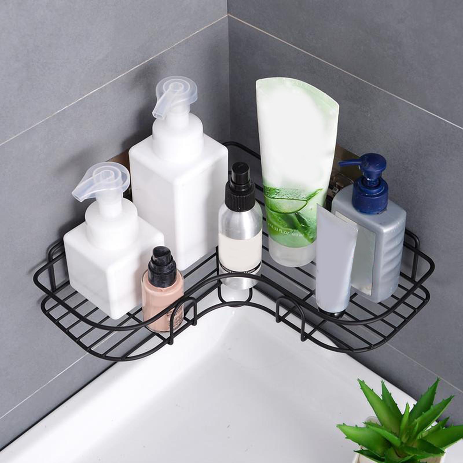 Corner Shower Caddy, Wall Mounted Bathroom Shelf with Adhesive, Storage Organizer for Toilet, Dorm and Kitchen