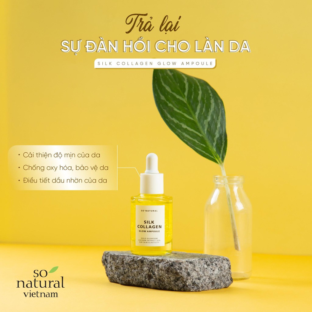 Serum Dưỡng Da Căng Bóng Và Chống Lão Hoá Silk Collagen Glow Ampoule So Natural 30ml - Tặng Kèm Cột Tóc Nơ BERAV Handmade Annie Ribbon Giao Màu Ngẫu Nhiên