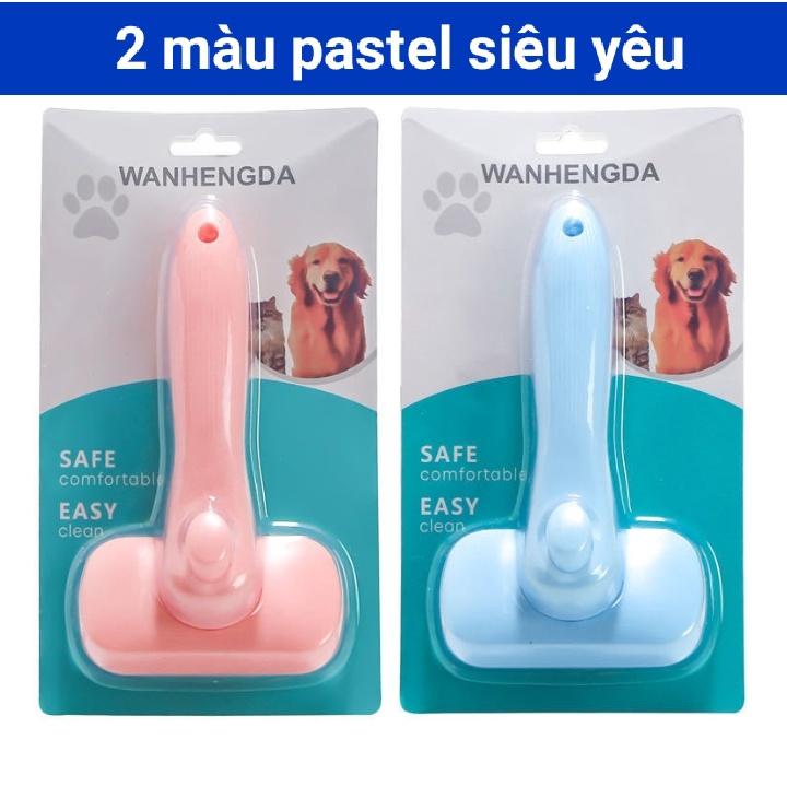 Lược chải lông chó mèo thế hệ mới - cải tiến nút bấm lấy lông tiện lợi - 2 màu Pastel siêu đẹp