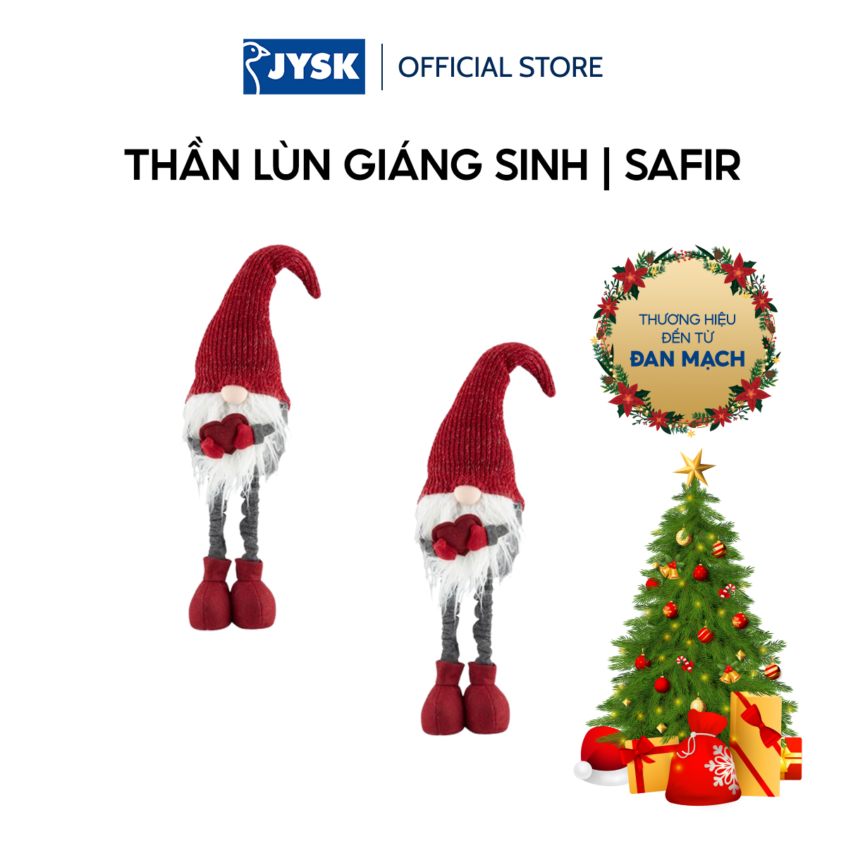 Thần lùn giáng sinh | JYSK Safir | vải polyester | đỏ | DK10x95cm