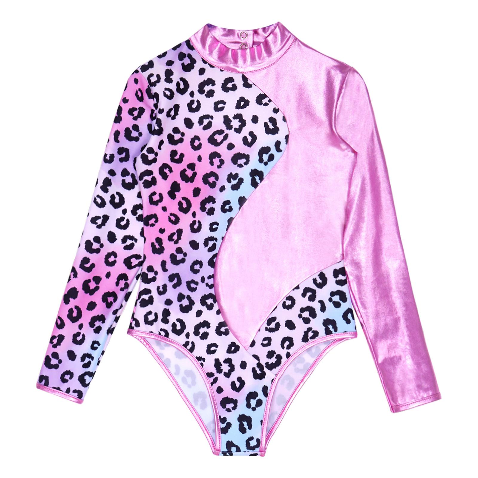 Trẻ em gái in kim loại thể dục kim loại Leotard Back Cutout Tutu múa ba lê múa ba lê Color: Pink Size: 12