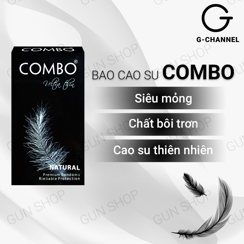 [Hộp 10 cái] Bao cao su Combo - Mỏng mịn, không mùi kèm 1 chiếc BCS Gun Super Thin