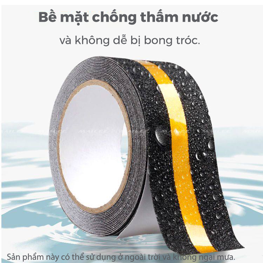 Băng keo chống trượt vân nhám đá phản quang 5m x 5cm cao cấp PQ-505V, dán cầu thang, chống trơn trượt hiệu quả dành cho văn phòng, nhà xưởng, chân bậc cầu thang - Mai Lee