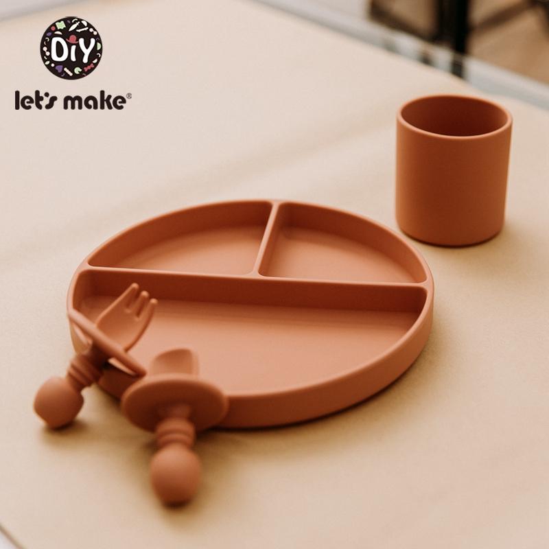 Ô Gấp Ngược Làm 3 Cái/bộ Ốp Dẻo Silicon Giỏ Muỗng Nĩa Cho Bé Bộ Đồ Ăn Thực Phẩm Không Chứa BPA Hút Khay Chống Trơn Trượt Trẻ Em sản Phẩm Ăn Tối