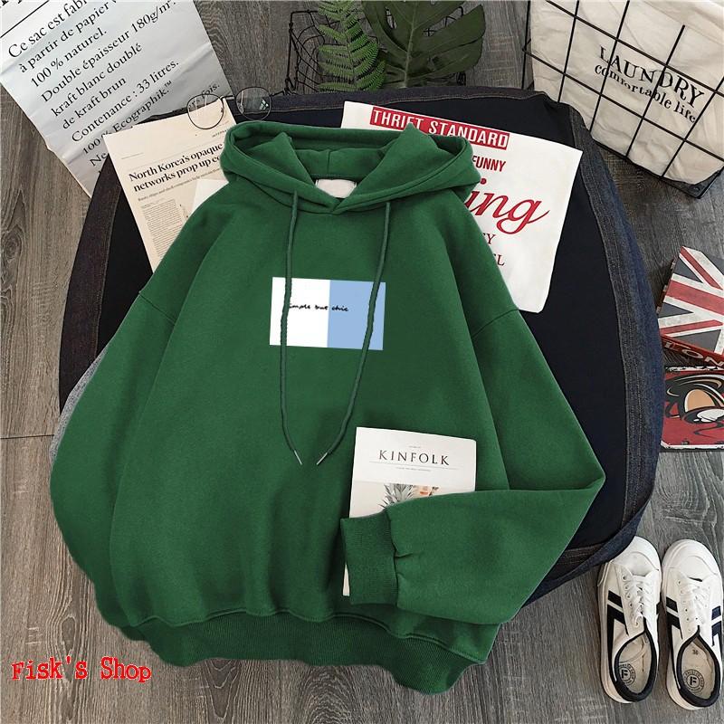 Áo hoodie lót nỉ hình vuông