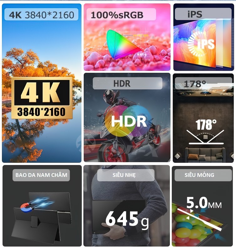 Màn hình di động 15,6 inch cho máy tính , laptop , smartphone , máy game - Hàng nhập khẩu