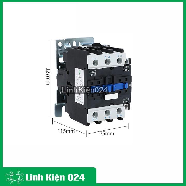 Khởi động từ CJX2-5011 380v 50a thường đóng NC và mở NO vỏ chống cháy, công suất lớn