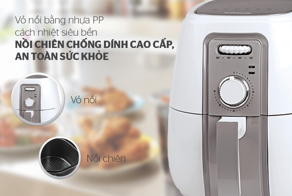 Nồi Chiên Không Dầu Sunhouse SHD4023W (3.0 Lít) - Hàng Chính Hãng