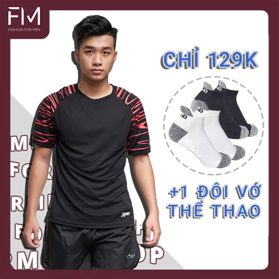 Combo áo thun thể thao nam và vớ thể thao đệm nút cao cấp, chất vải thoáng khí, thấm hút tốt - FORMEN SHOP - FMCBARD002