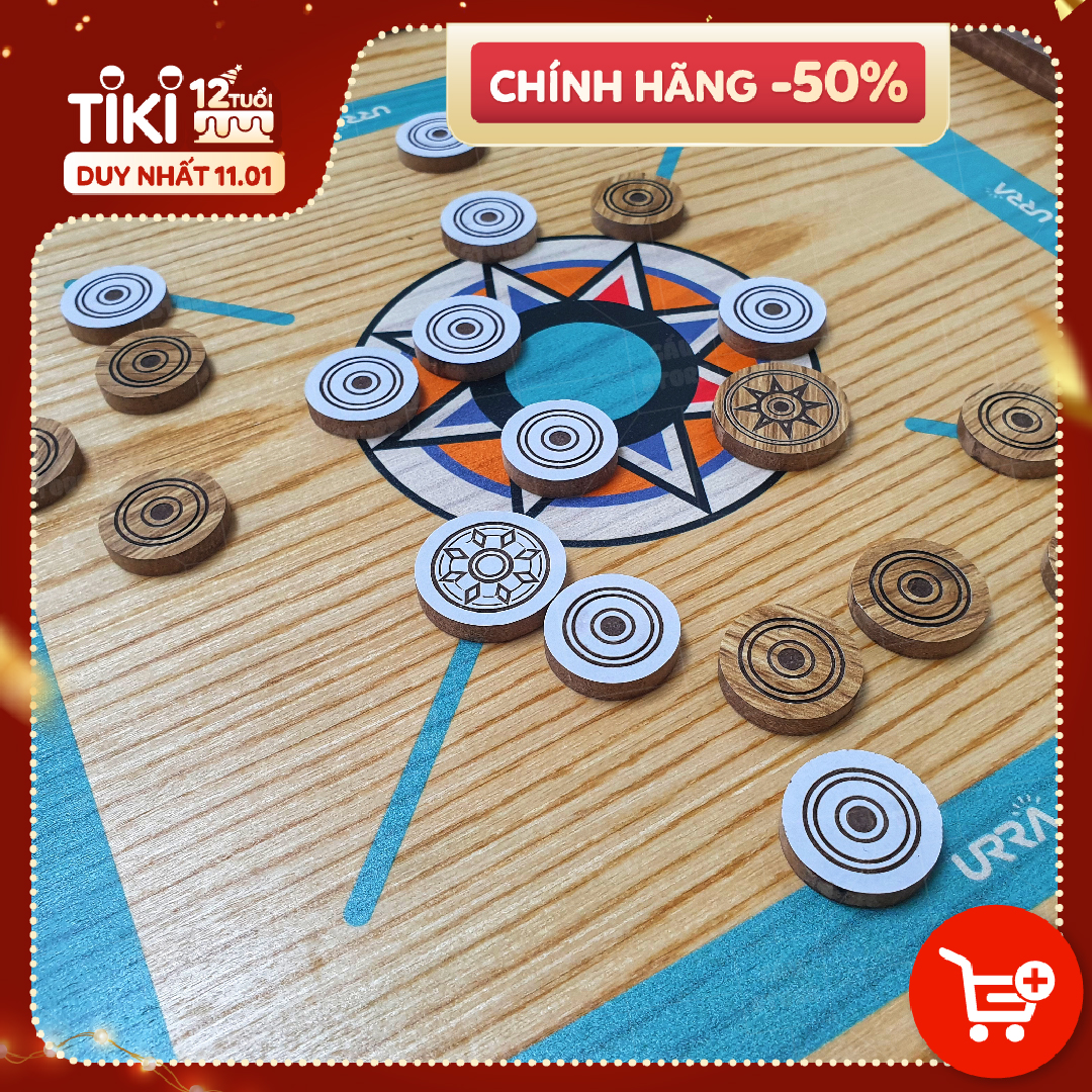 Bộ Cờ Búng Bàn Gỗ Urra Carrom Thiết Kế Độc Đáo Vui Nhộn Chất Liệu An Toàn