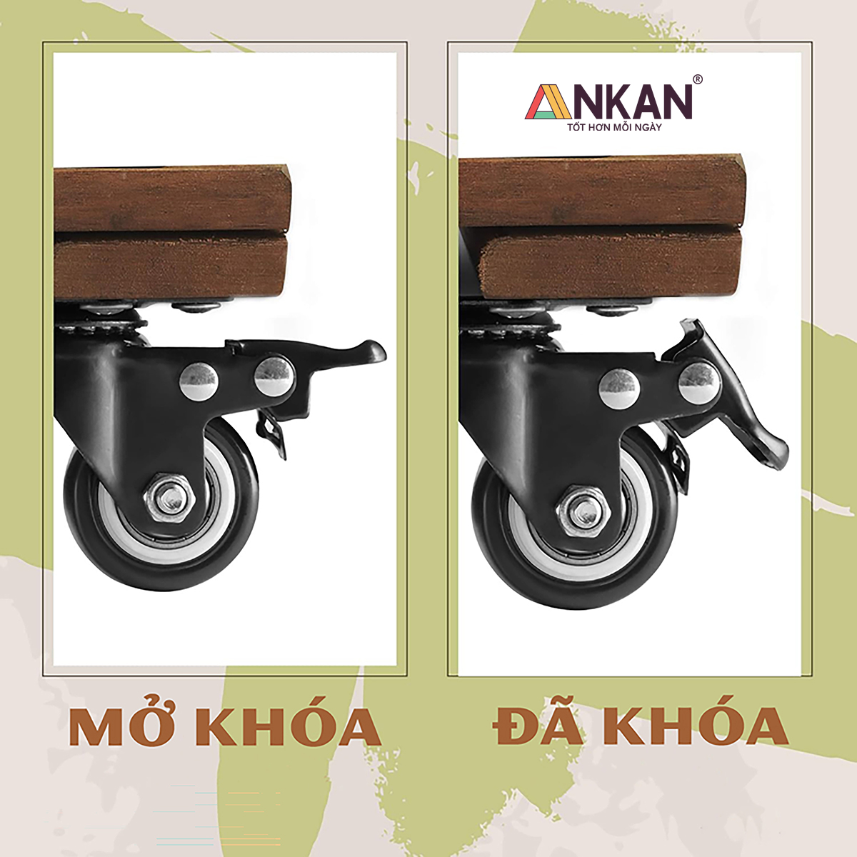 Đế Lót Chậu Cây Có Bánh Xe Hình Chữ Nhật 60x30cm Dùng Để Đẩy Chậu Cây Nặng Trang Trí Phòng Khách