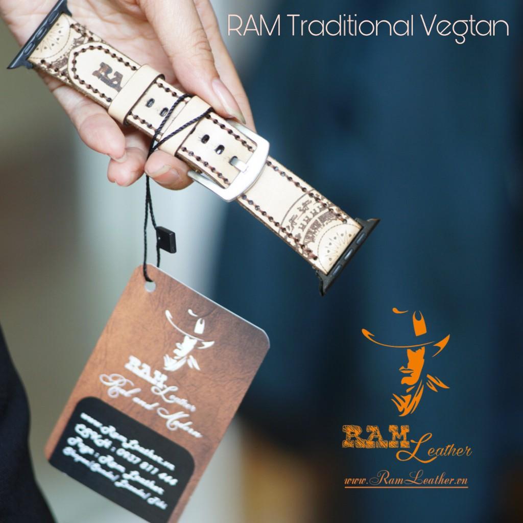 DÂY ĐỒNG HỒ DA BÒ VEGTAN THẢO MỘC HỌA TIẾT TRỐNG ĐỒNG ĐÔNG SƠN - RAM TRADITIONAL