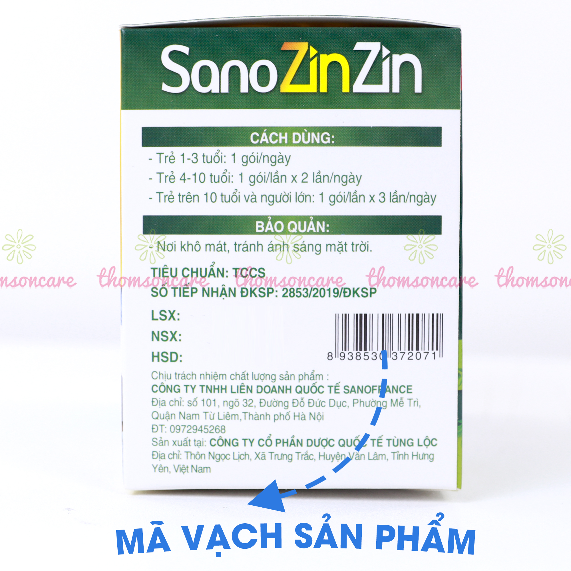 Cốm táo bón Sano ZinZin Sanofia - Bổ sung chất xơ, giảm táo bón, nhuận tràng ở trẻ và người lớn - Hộp 20 gói Thomsoncare