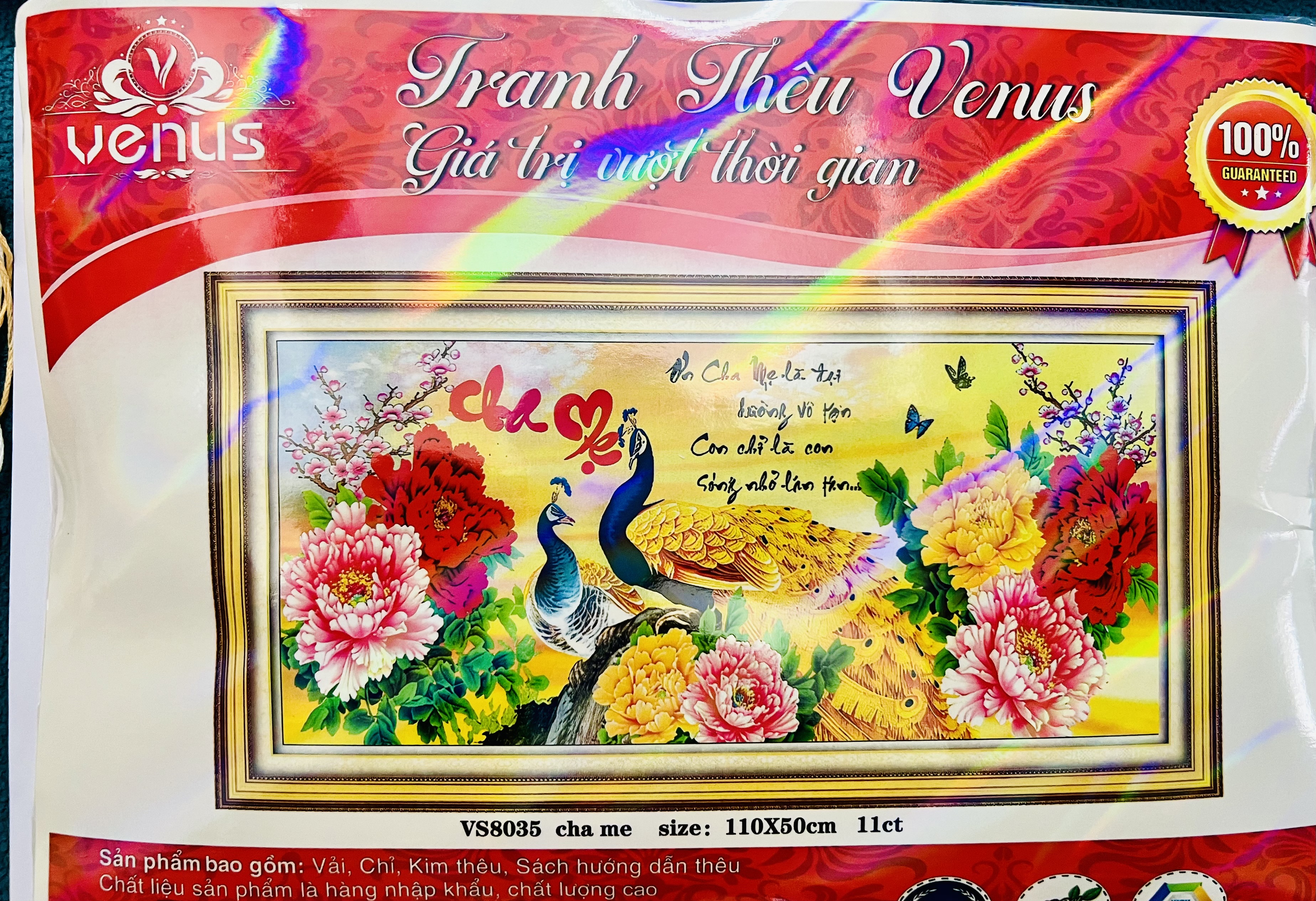Tranh thêu kín Cha mẹ VS8035, kích thước 110 x 50 cm