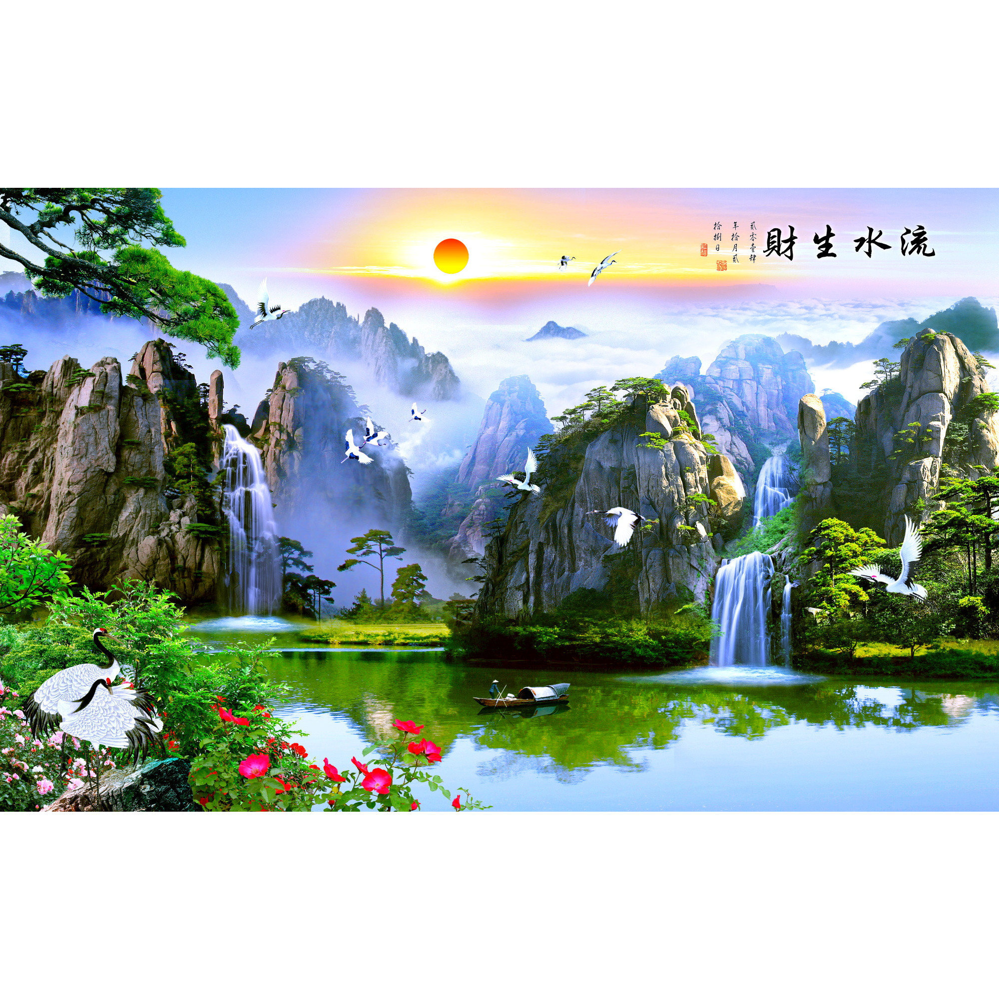 Tranh dán tường sơn thủy hữu tình