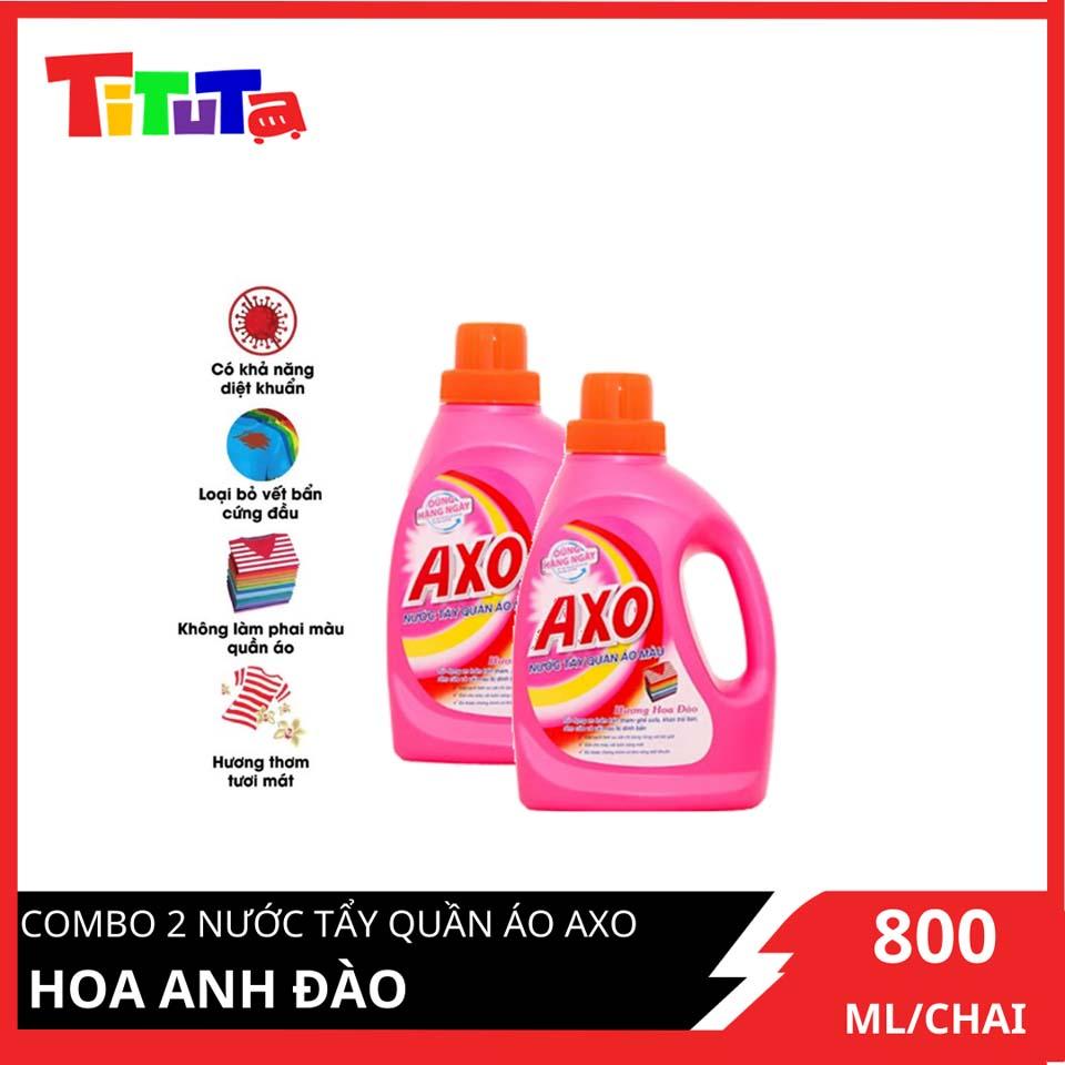 COMBO 2 Nước Tẩy Quần Áo Axo Hương Hoa Anh Đào 800ml X2