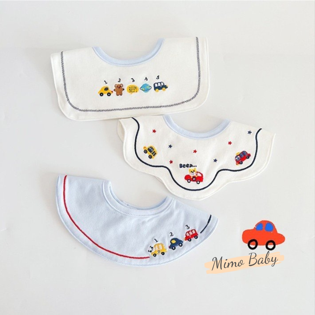 Set 3 yếm cổ cotton cao cấp họa tiết sắc màu đáng yêu cho bé YC17 Mimo Baby