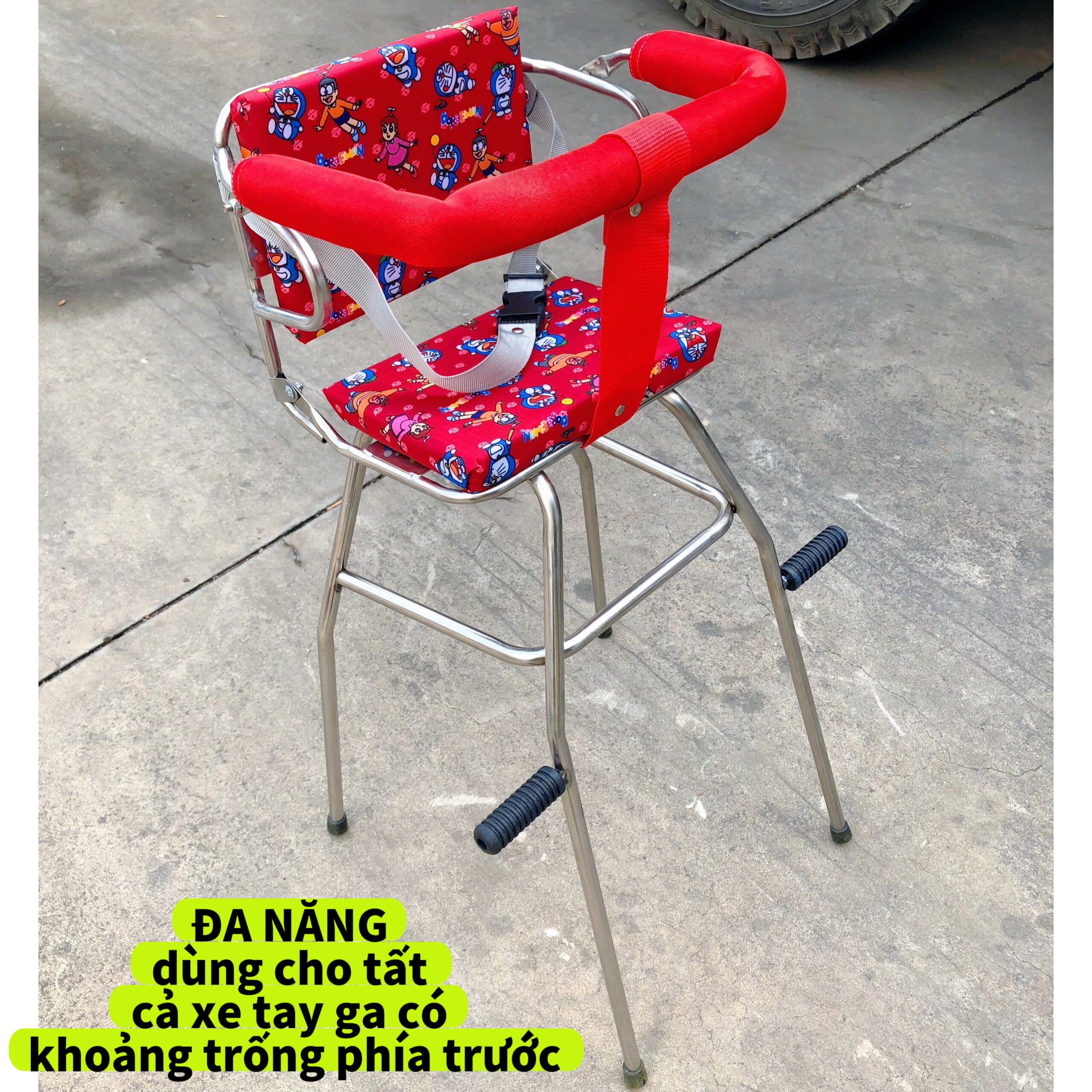 Ghế ngồi xe máy Xe Ga, Yên Nệm, Không Tựa,Có tựa,Có Vòng,Có Gác Chân,An Toàn , GHẾ GA GẬP INOX CHO BÉ