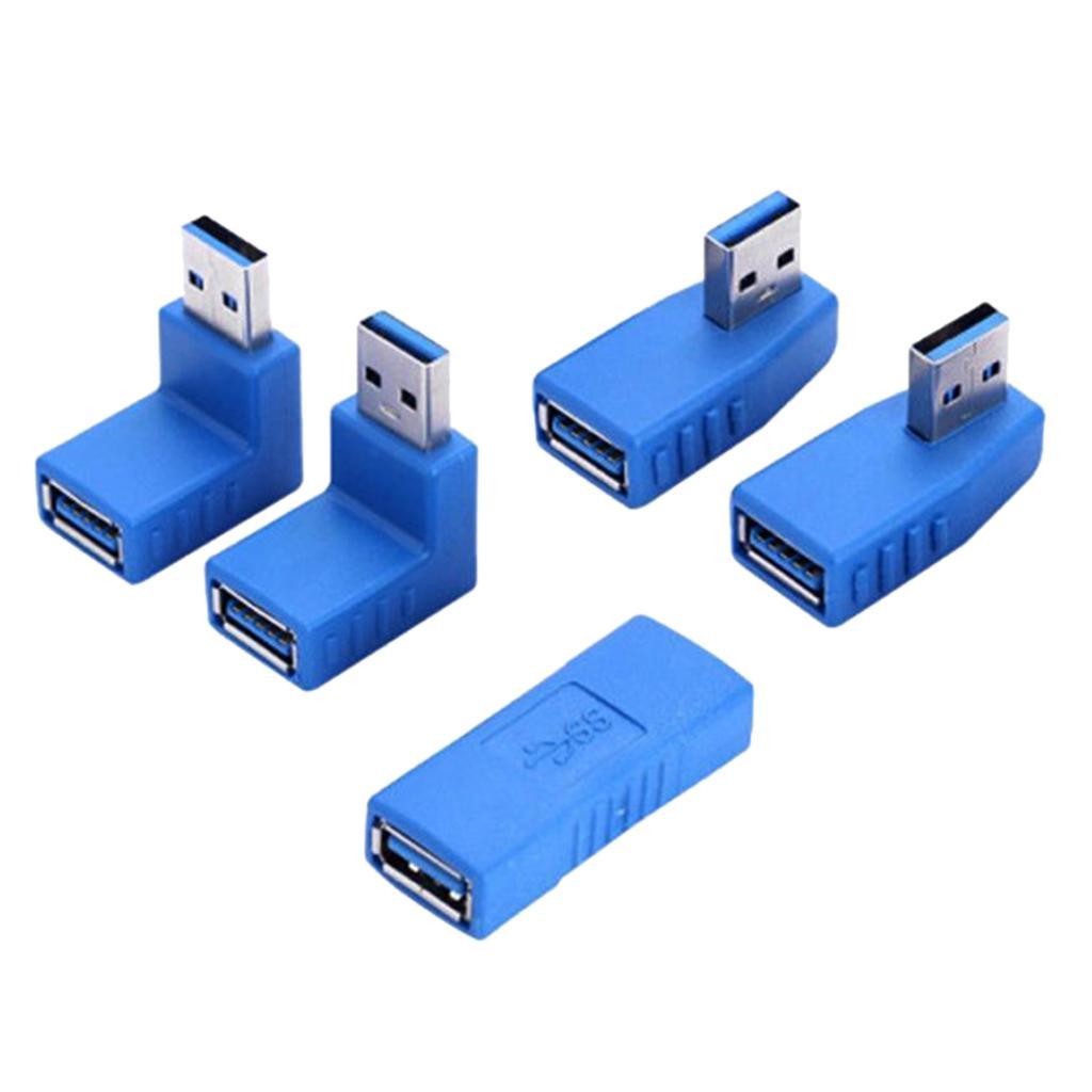 5Pcs USB 3.0 Male to Female Extension Cable 90 Degree Right Angle Adapter