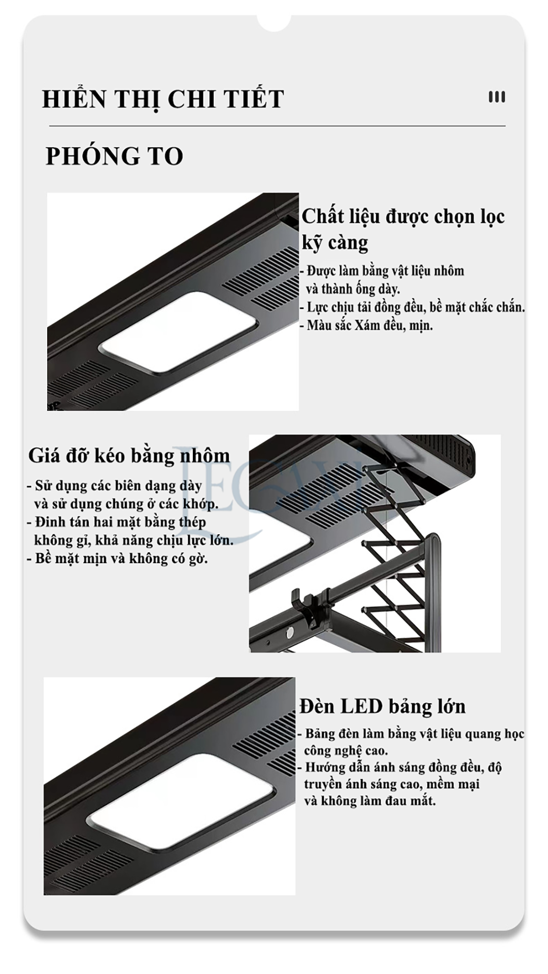 Sào Phơi Đồ Tự Động, Giá Treo Quần Áo Có Quạt Sấy Khô Đèn LED Khử Trùng Tia Cực Tím Remote Gắn Trần Legaxi