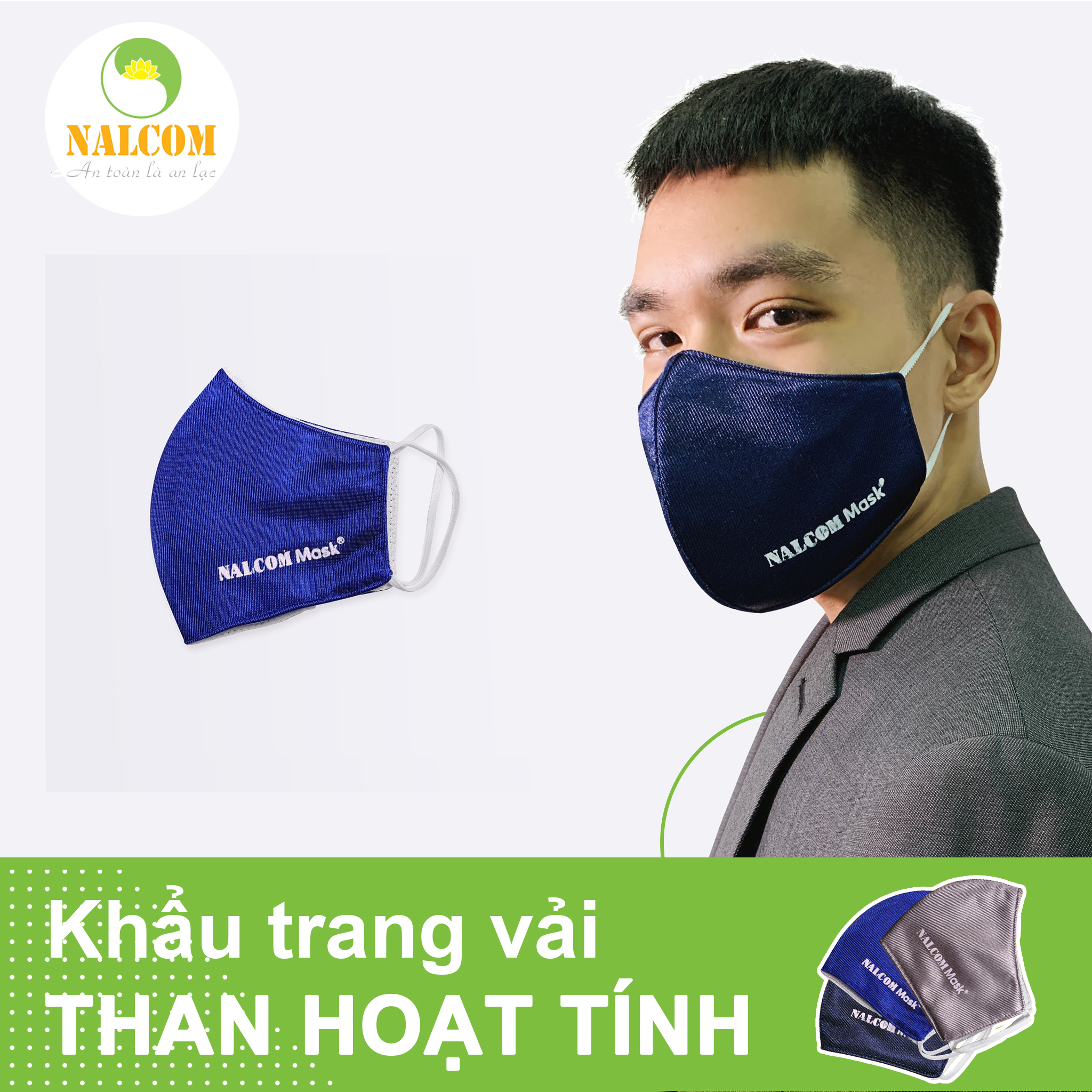 COMBO 3 CÁI - KHẨU TRANG THAN HOẠT TÍNH NALCOM MASK 4 LỚP KHÁNG KHUẨN CHỐNG BỤI CHỐNG NẮNG