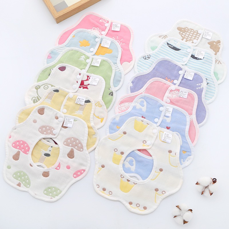 Yếm giữ ấm cổ cho bé chất liệu cotton xô 6 lớp