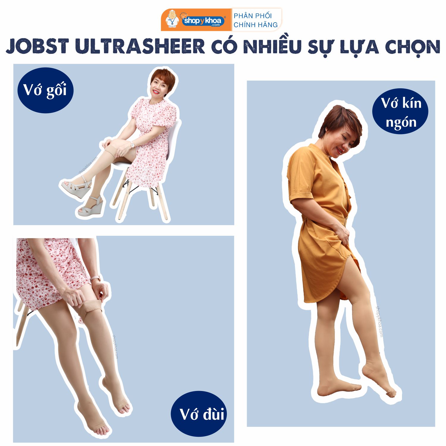 Vớ y khoa đùi silicone JOBST Ultrasheer Sensitive - Siêu mỏng, màu đen, kín ngón, 20-30mmHg, giãn tĩnh mạch chân