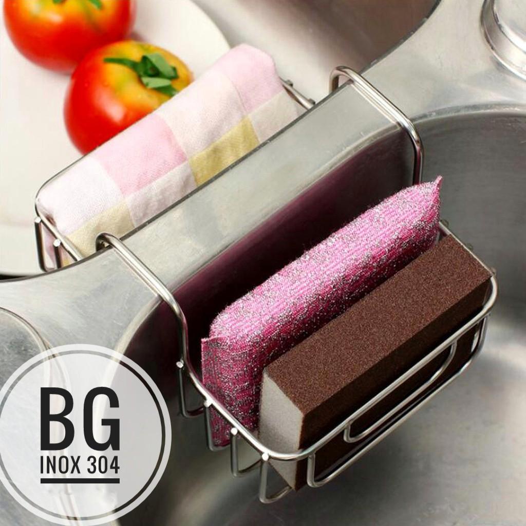 Giá để bọt biển, giẻ rửa bát đôi gài giữa 2 thành chậu rửa