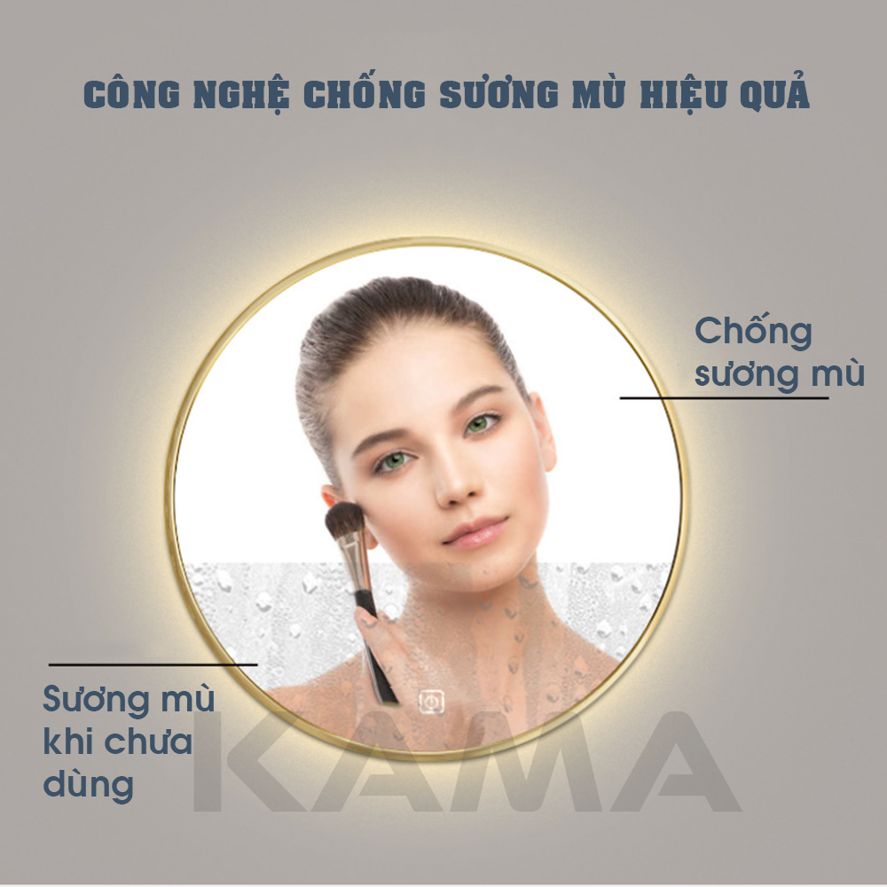 Gương Led Tròn Treo Tường Kama GS04 50cm Cảm Ứng Một Chạm Thông Minh, Gương Led Chống Cháy Nổ, Phù Hợp Nhà Tắm, Phòng Ngủ Trang Điểm.