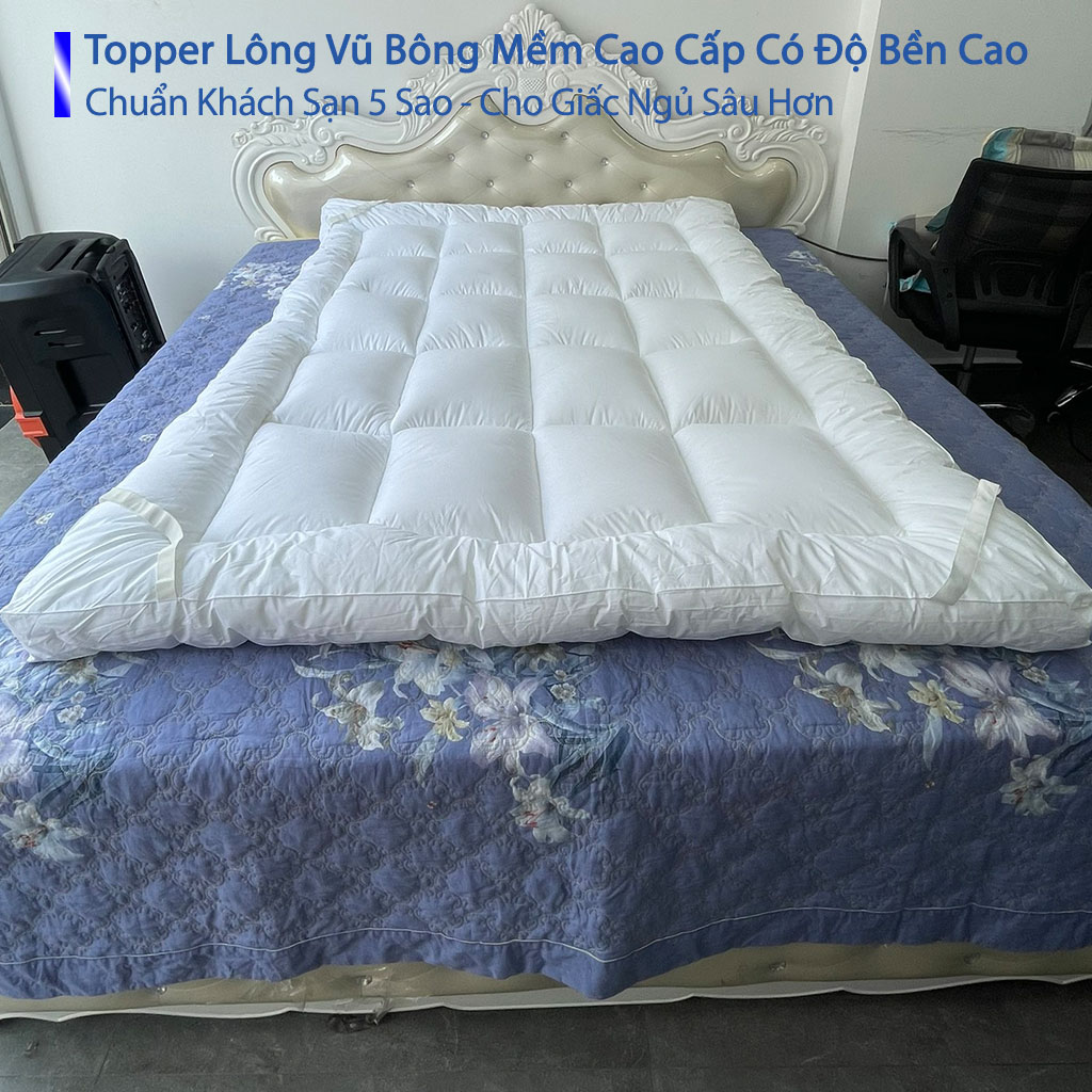 Topper Lông Vũ Cao Cấp Chuẩn Khách Sạn 5 Sao Tấm Làm Mềm Nệm Topper Toper Nệm Đệm Tấm Bảo Vệ Nệm Miếng Lót Nệm Topper Trải Giường Tấm Đệm Toper - Hệ Thống Nệm