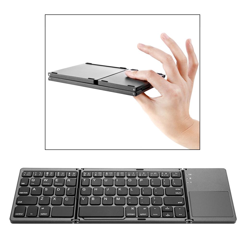 Foldable Bluetooth Keyboard Bluetooth 3.0 Rechargable Portable Mini BT Wireless Keyboard with Touchpad for Android, Windows, PC