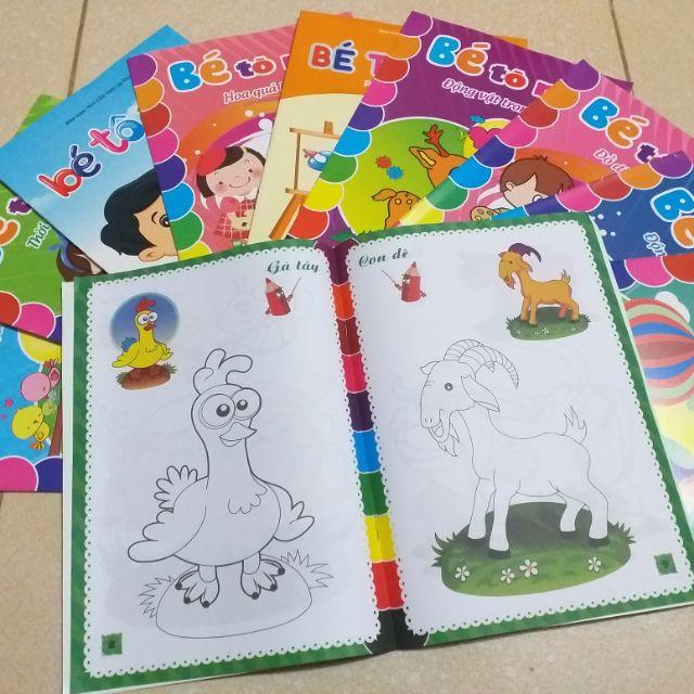 Set 12 Bút Dạ Màu Ống Loại Đẹp và Tậ.p Tô Cho bé