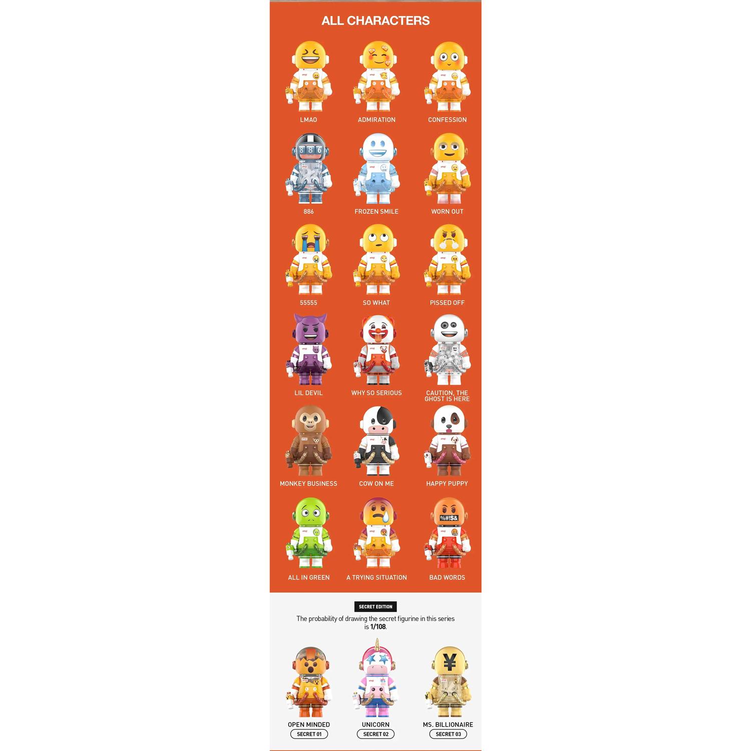Đồ Chơi Mô Hình Pop Mart Mega Space Molly 100% x Emoji Series 4 (Mẫu Sản Phẩm Bên Trong Là Ngẫu Nhiên)