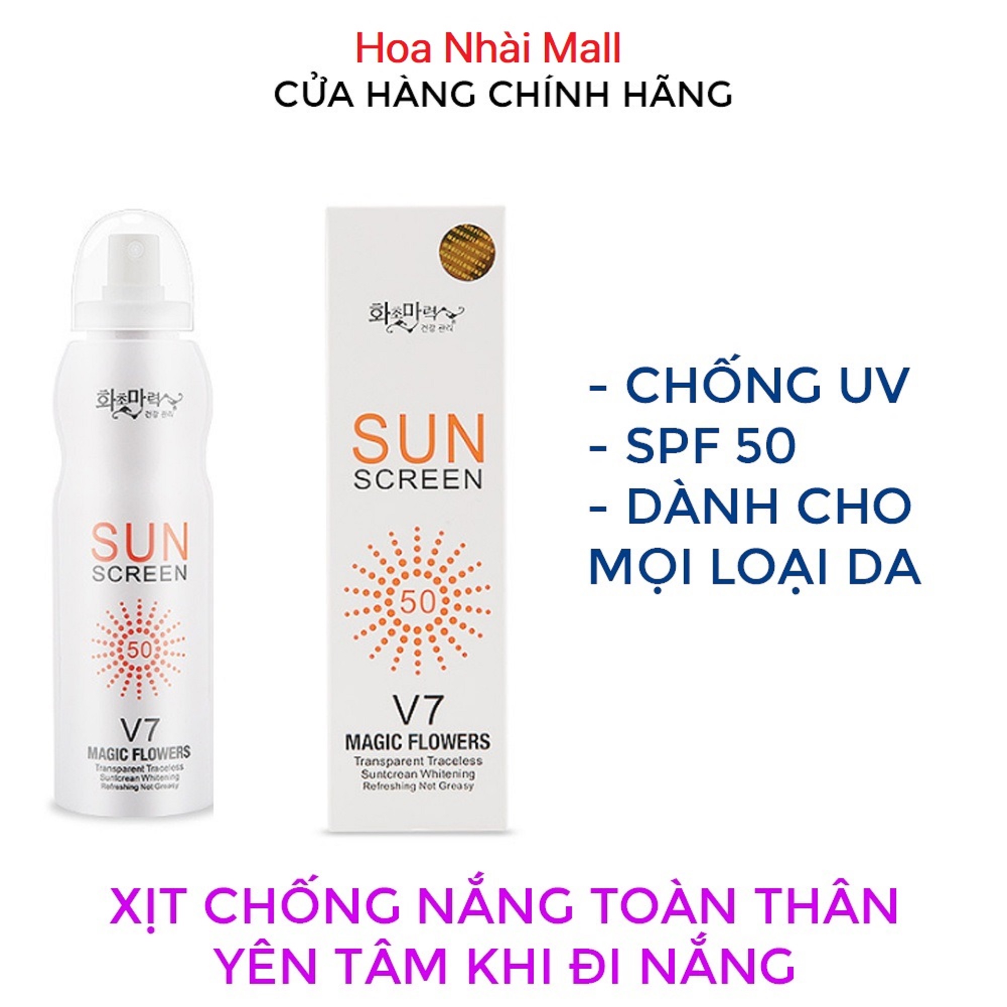 Kem Chống Nắng Dạng Xịt Toàn Thân V7 Sun Screen Hàn Quốc 200ml