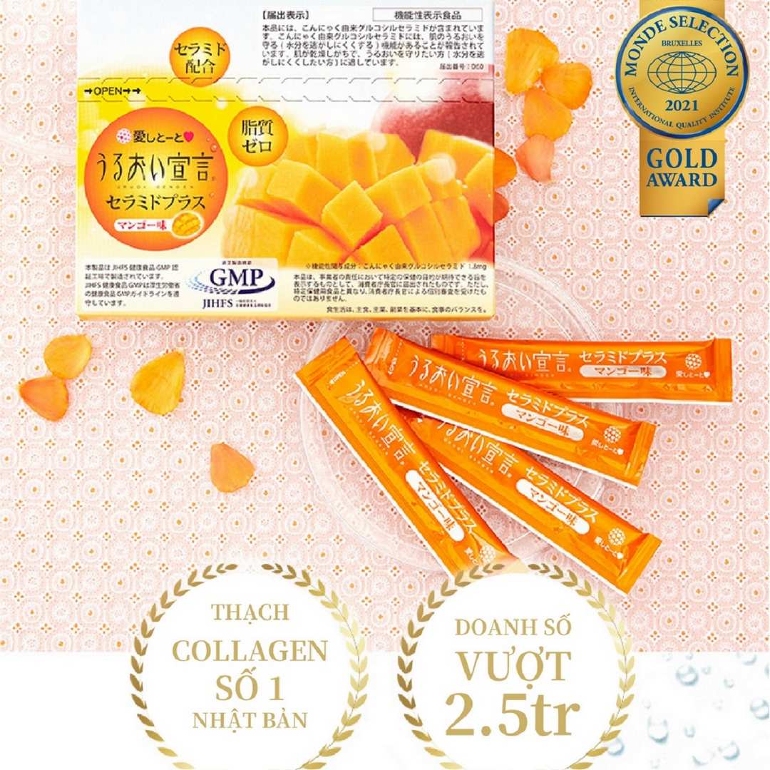 Combo 10 hộp thạch collagen Aishitoto jelly Nhật Bản ceramide vị xoài