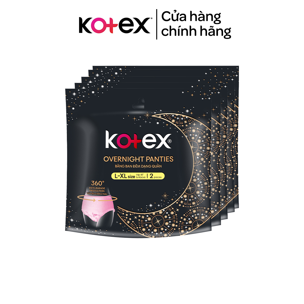 Combo 5 Băng Vệ Sinh Kotex Ban Đêm Dạng Quần cỡ M/L 5 miếng