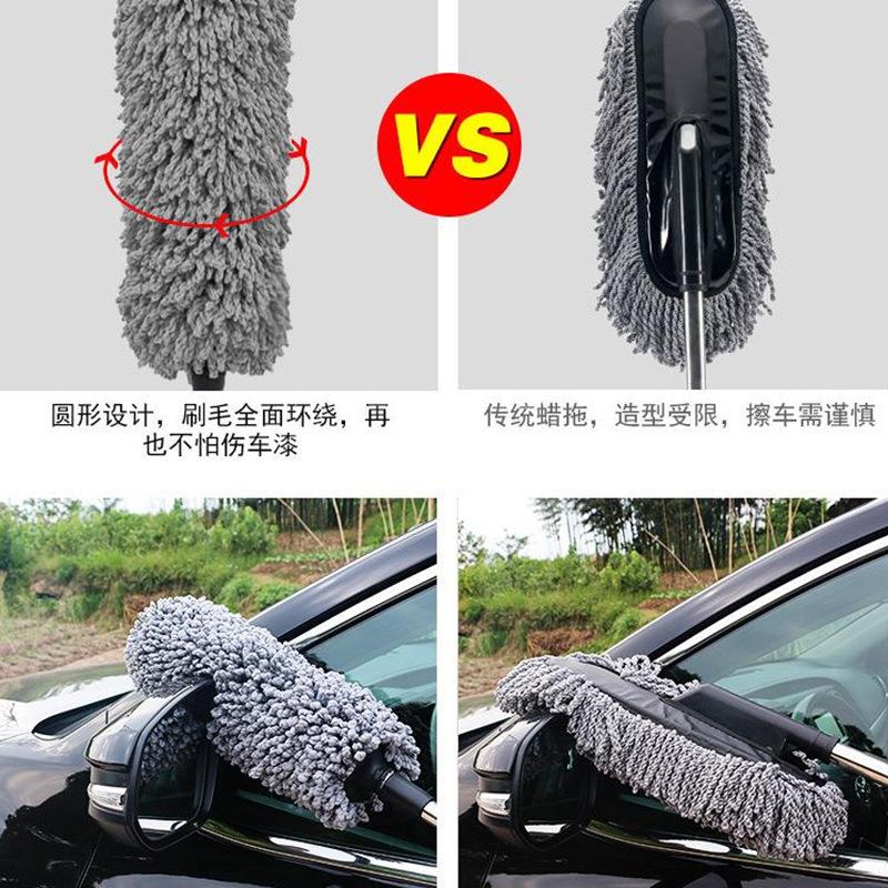 Tốt Nhất Xe Khăn Lau Bụi Tròn Sáp Cây Lau Nhà Có Thể Thu Vào Lớn Sáp Tay Cầm Sáp Rửa Xe Lông Mềm Dụng Cụ Vệ Sinh