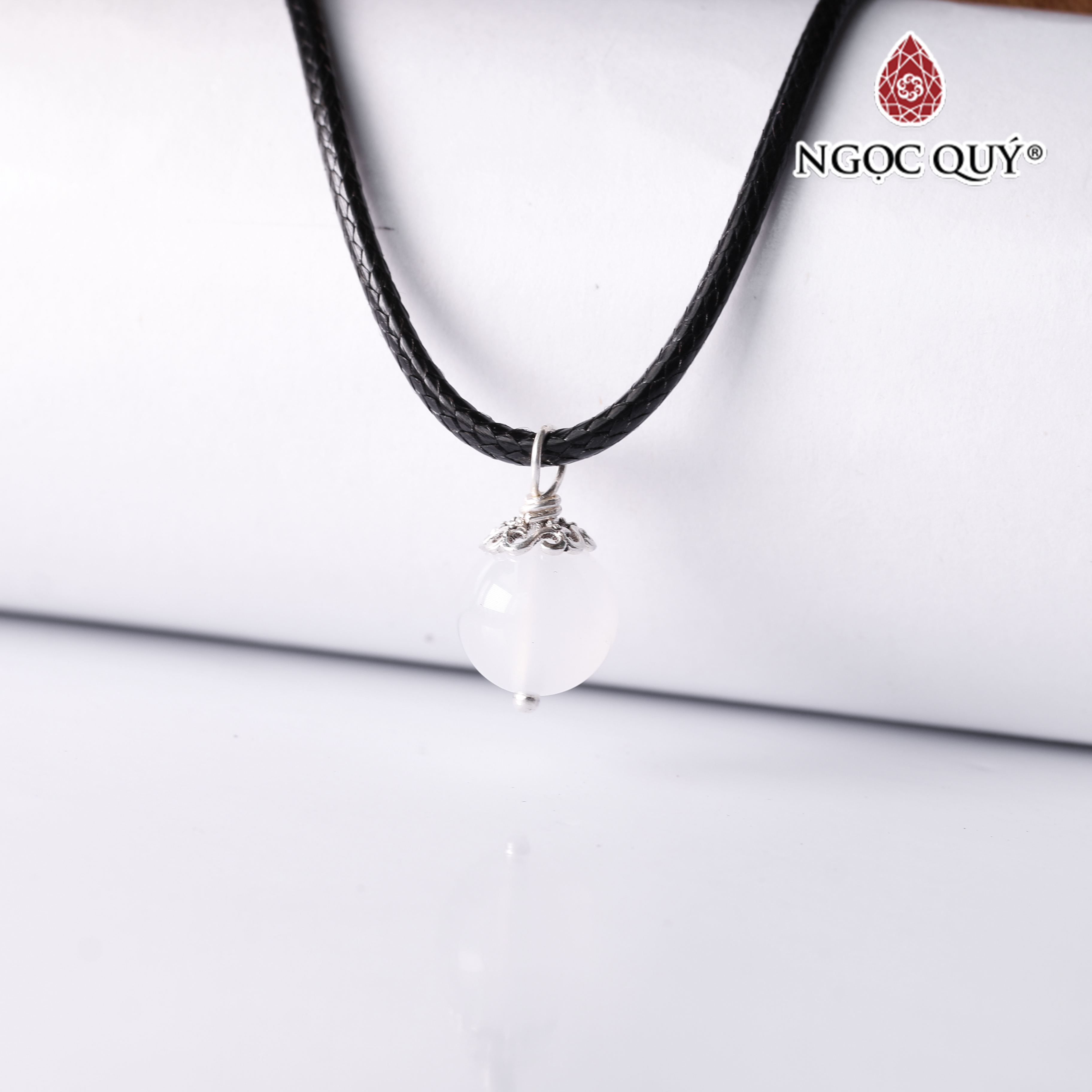 Mặt dây chuyền hạt đá thiên nhiên khoen bạc - Ngọc Quý Gemstones