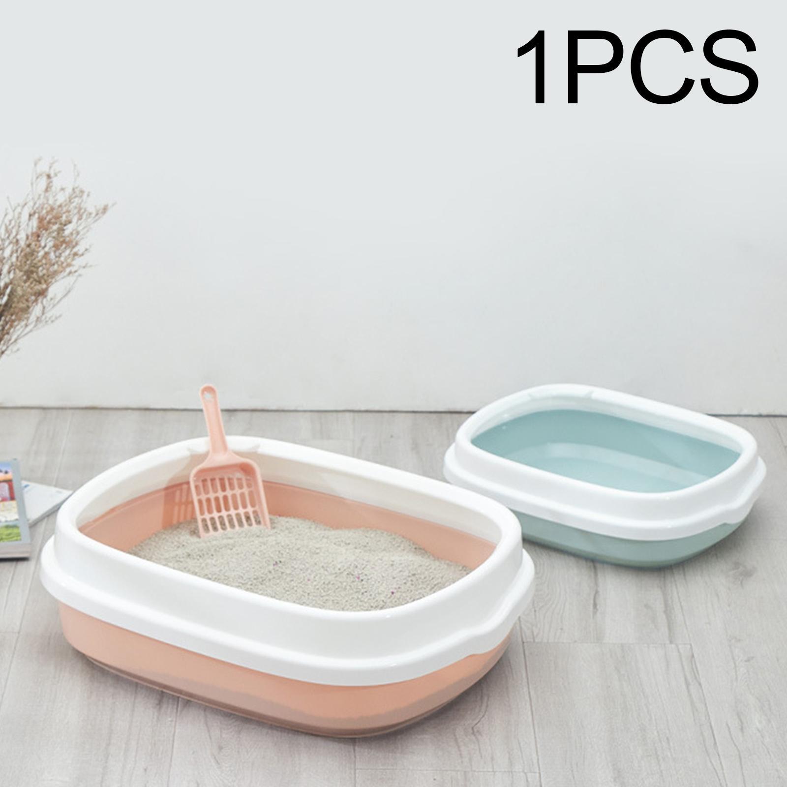 Semi Open Kitten Cat Litter Box, Tray Sand Box Detachable with Surrounded Top Frame Toilet for Travel