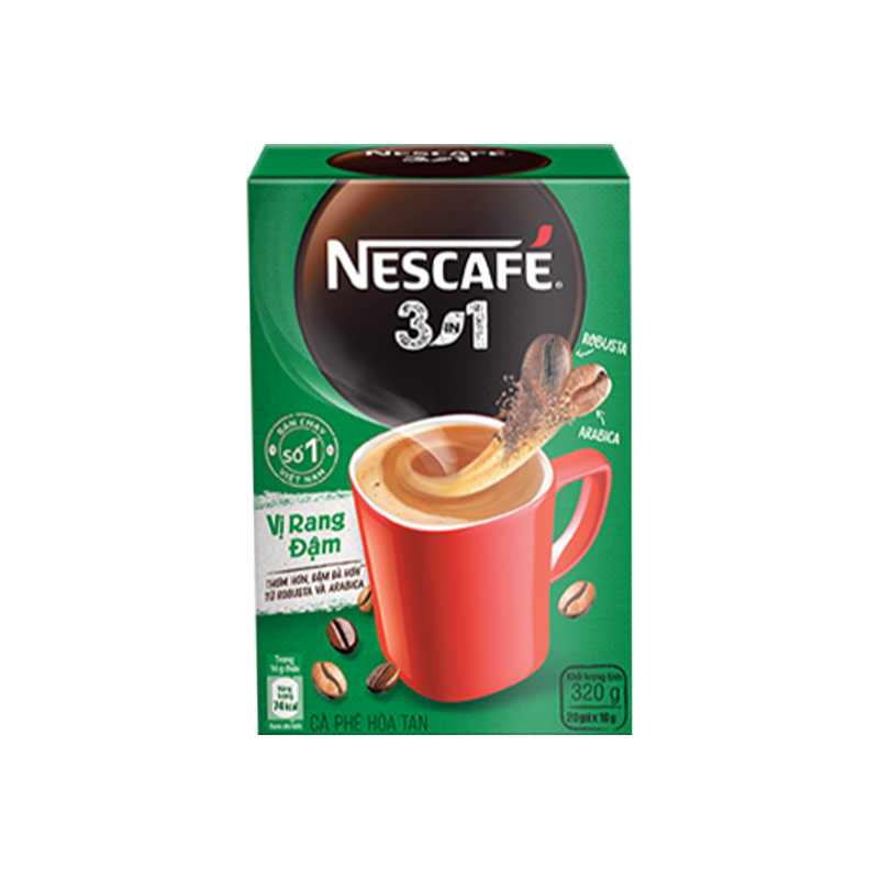 Cà phê hoà tan NESCAFÉ 3IN1 VỊ RANG ĐẬM - công thức cải tiến - COMBO 3 hộp x 20 gói - [TẶNG 4 HỘP NHỰA INOCHI 750ml &amp; 1000ml]