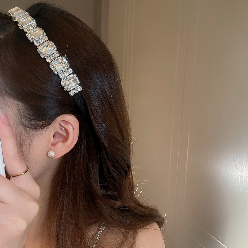 Băng đô đính đá vuông, đá chiếc lá, cài tóc đi tiệc chụp ảnh sang chảnh, phụ kiện đính đá