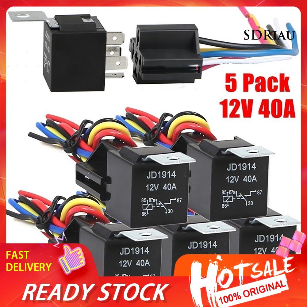 Set 5 Rơ Le Jd1914 5-pin 12v 40a Cho Xe Hơi