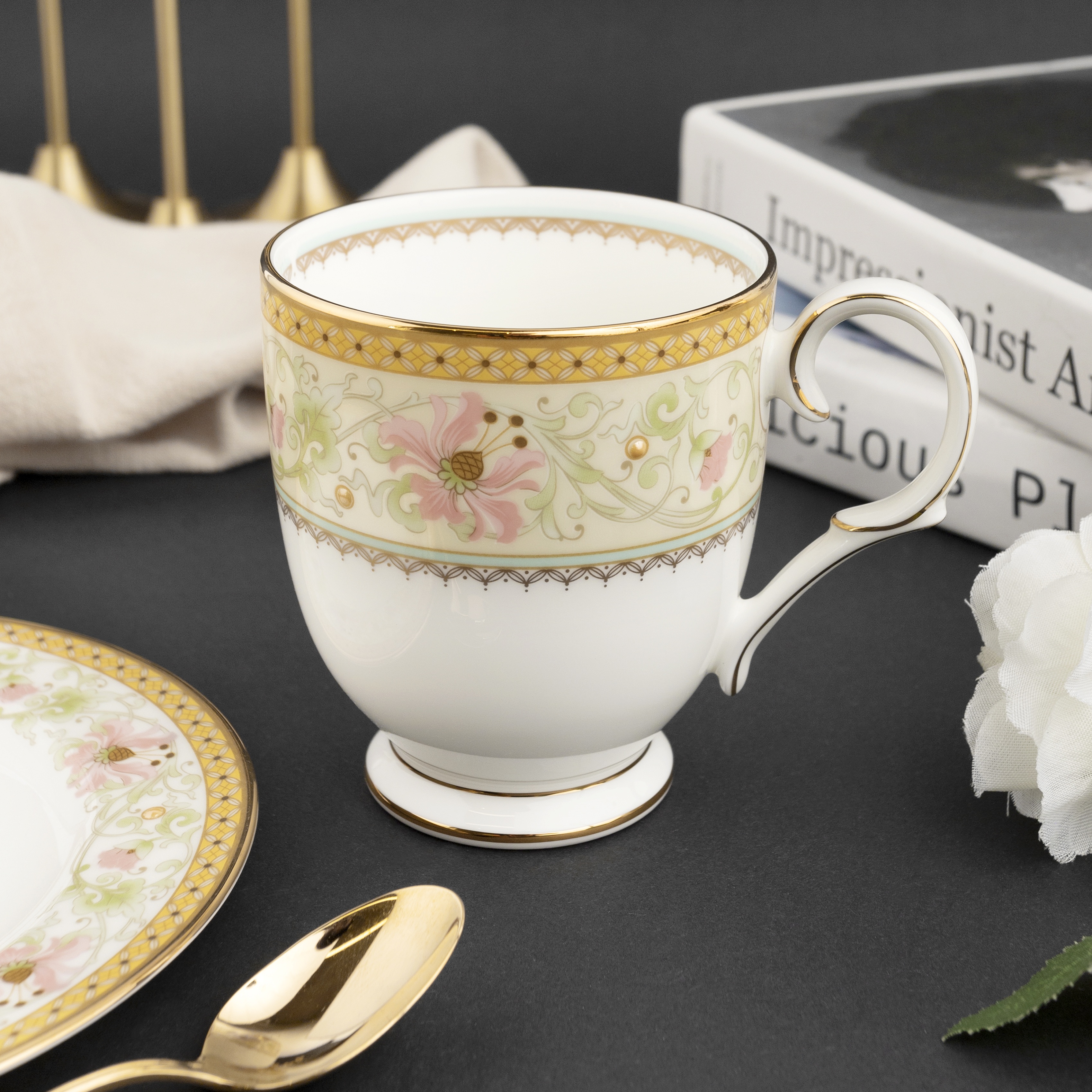 Cốc Uống Nước Noritake dòng Blooming Splendor sứ xương cao cấp