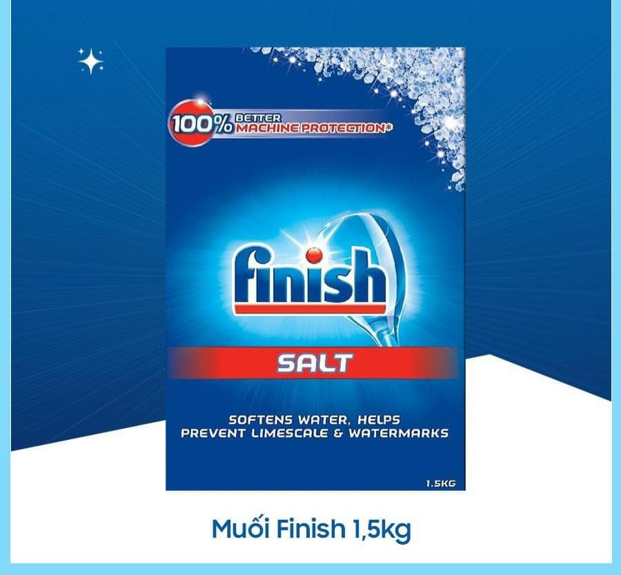 Muối rửa bát Finish 1.5kg (tặng thêm 2 viên finish all in one dùng thử)