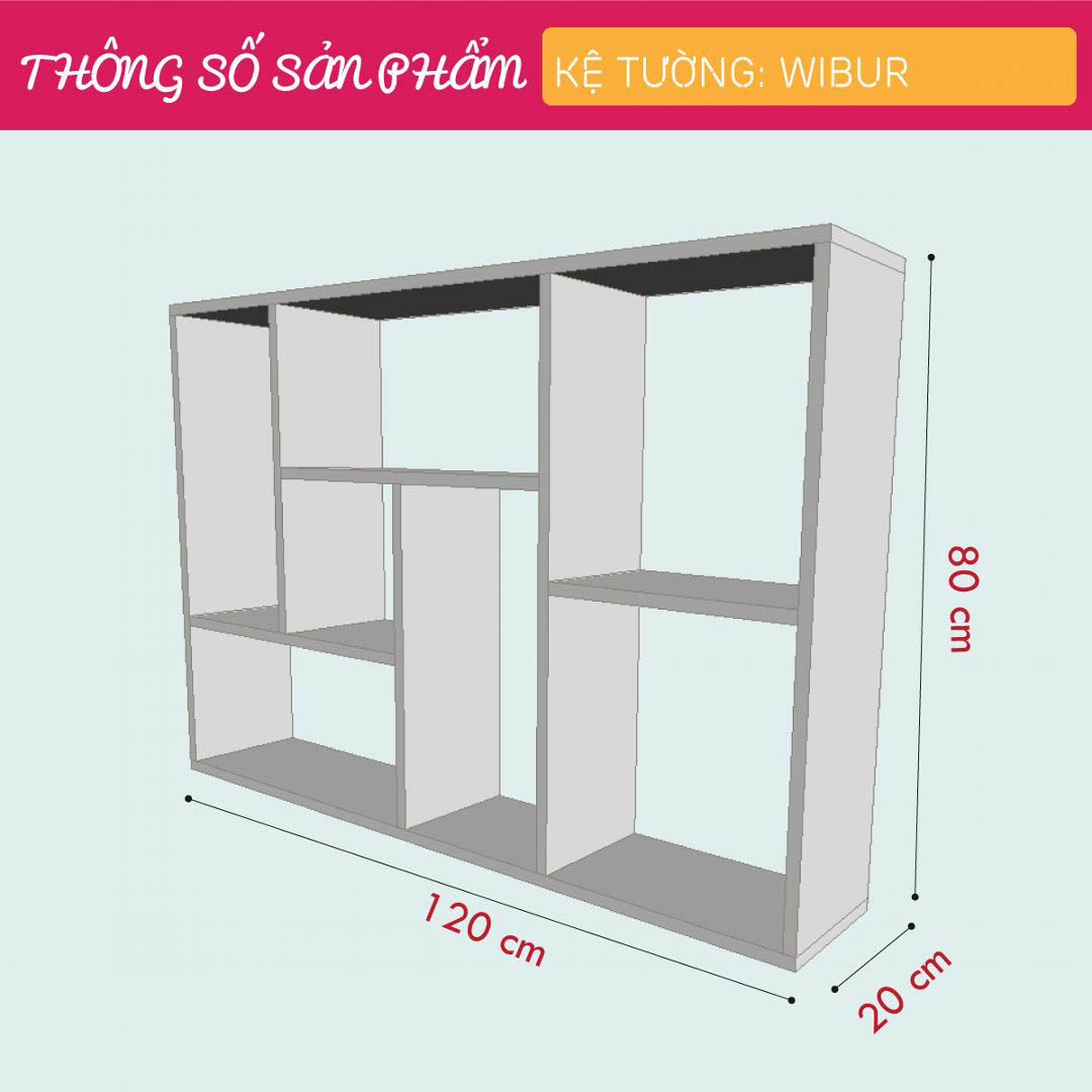 Kệ gỗ treo tường trang trí hiện đại SMLIFE Wibur | Gỗ MDF dày 17mm chống ẩm | D120xR20xC80cm