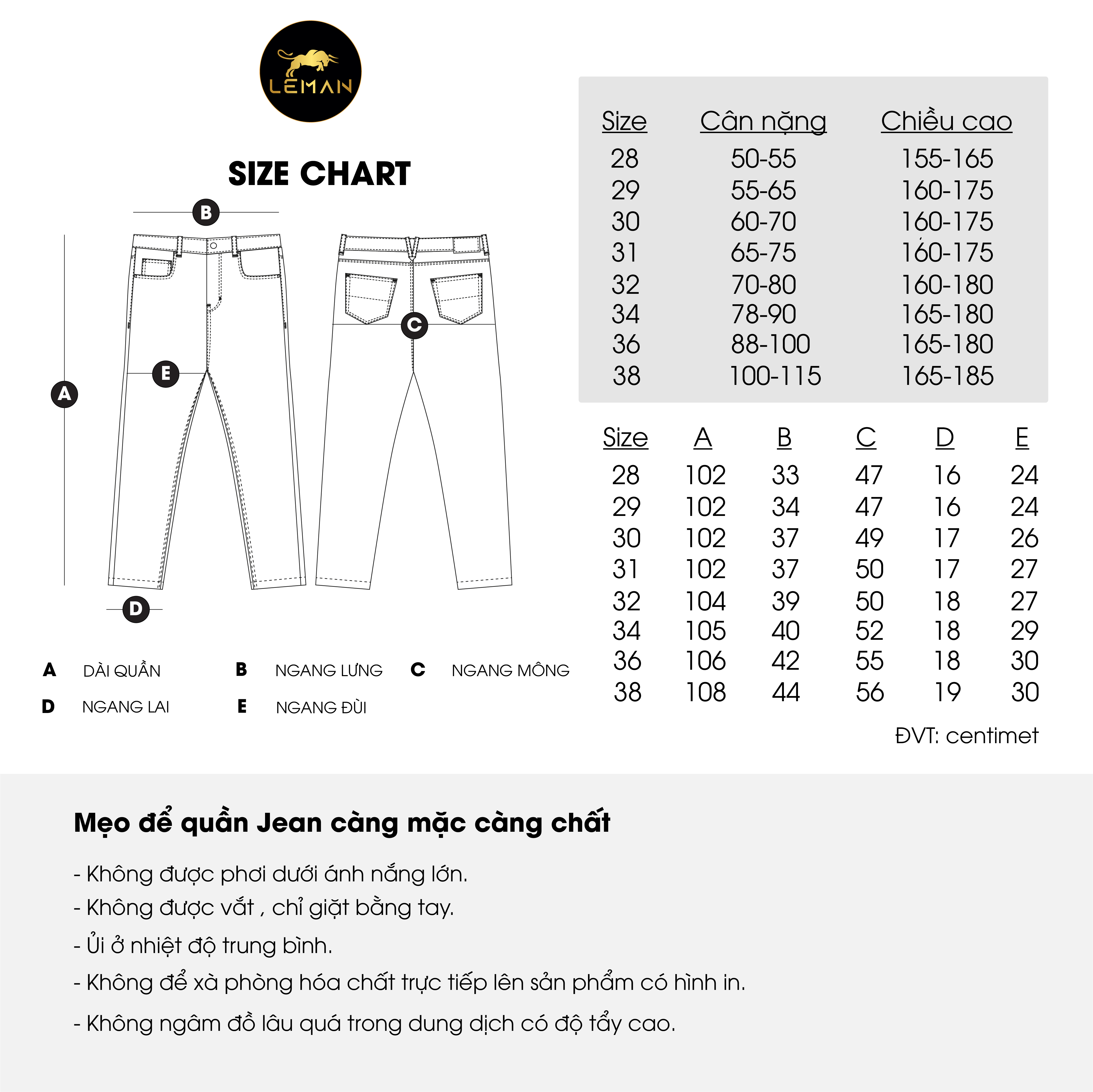 Quần Jean nam Leman đen mài xám JD14 - Slim Form