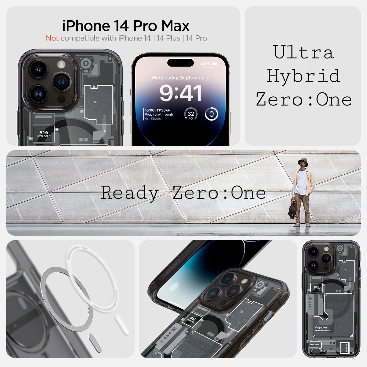 Ốp Lưng Dành Cho Iphone 14 Promax/ 14 Pro SPIGEN ULTRA HYBRID ZERO ONE MAGFIT_ Hàng Chính Hãng