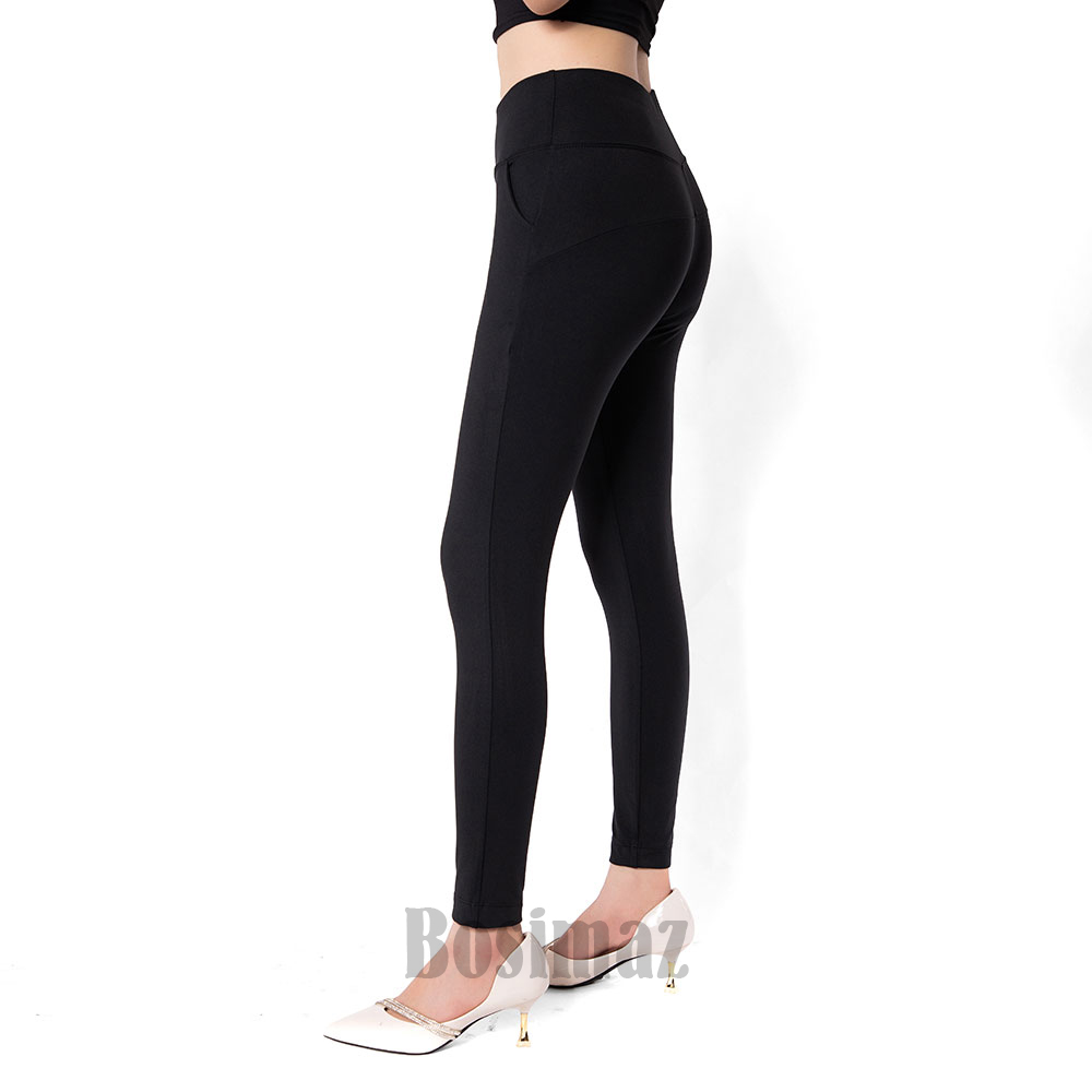 Quần Legging Nâng Mông Bosimaz MS521 dài túi trước màu đen, thun co giãn 4 chiều, vải đẹp dày, thoáng mát không xù lông