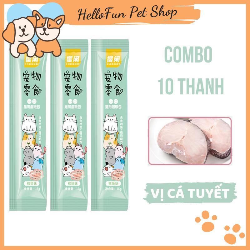 Combo 10 thanh súp thưởng cho mèo hương vị thơm ngon (15gr/thanh)