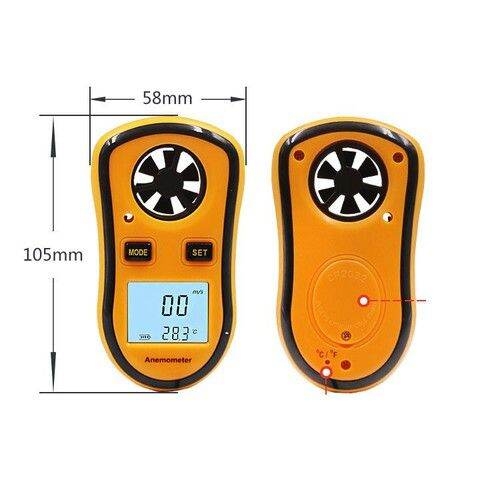 Máy đo tốc độ gió, đồng hồ đo sức gió mini màn hình LCD